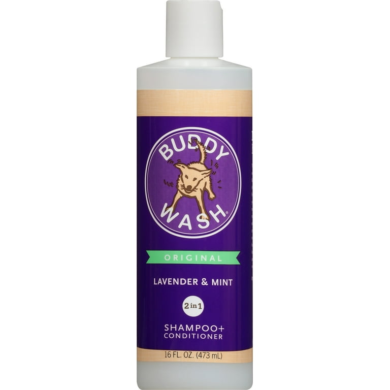 Buddy Wash 2 in 1 Dog Shampoo and Conditioner for Dog Grooming Lavender Mint 16 oz. Bottle