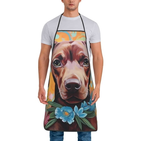 

Zeuib Painted Flower Puppy Print Unisex Waterproof Aprons Cooking Aprons for Kitchen Gardening and Salon Water & Oil Resistant
