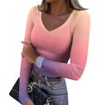 thumbnail image 2 of Womens Long Sleeve Shirts Fall Tops Business Casual T Shirts Purple Pink L, 2 of 4