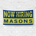 thumbnail image 4 of Now Hiring Masons 13 oz Heavy Duty Vinyl Banner Mason Jobs Available Masonry Laborer Help Wanted Sign for Business Advertising Indoor/Outdoor Single-Sided with Metal Grommets (2x5 ft, Bl & Ye), 4 of 6