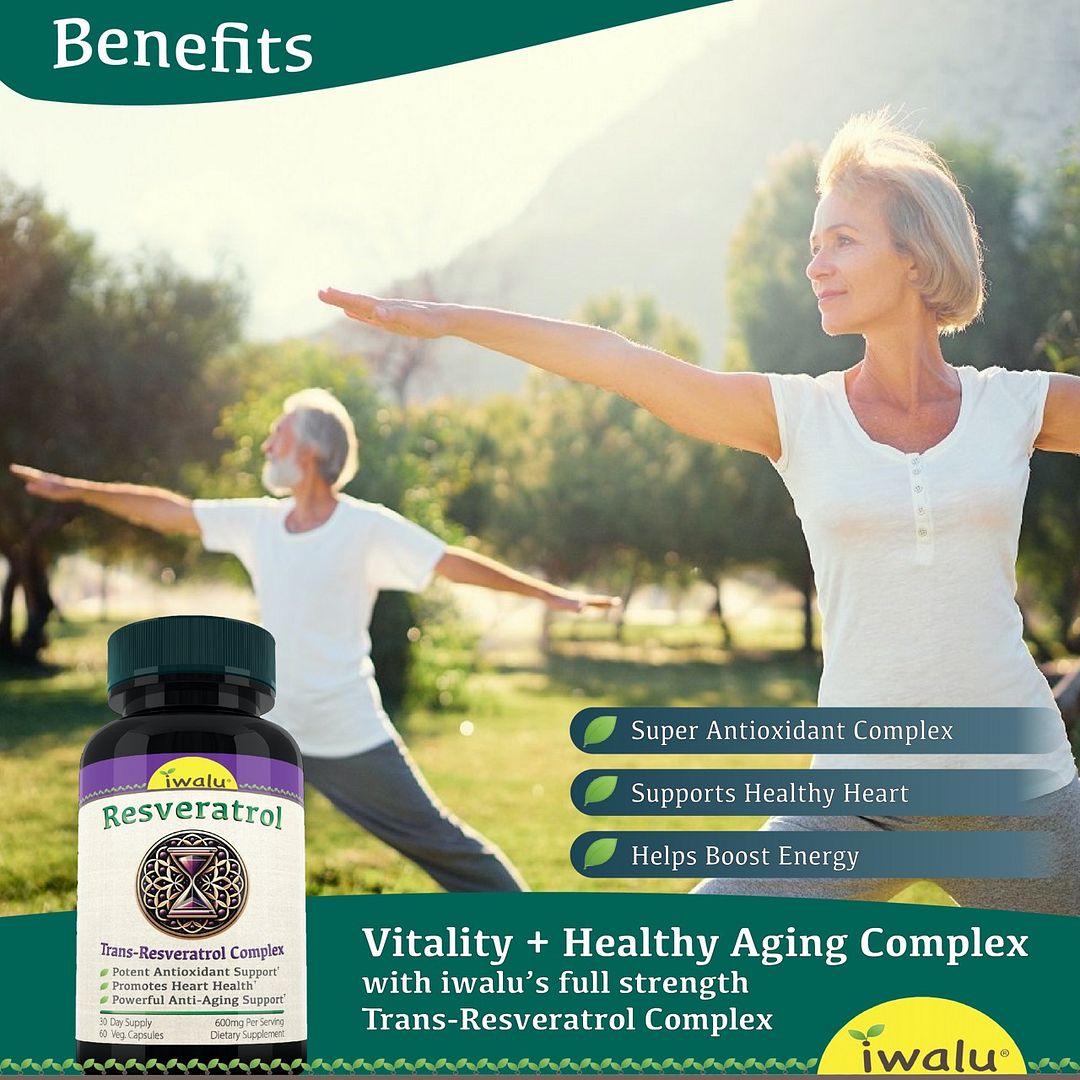 iwalu Resveratrol Complex | Support for Heart Health & Energy | Super Antioxidant Trans-Resveratrol - 60 Veg Capsules | USA Made | NSF Certified Dietary Supplement