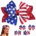 thumbnail image 5 of TOWED22 4th of July Bow Hair Clips Glitter Independence Day Hair Bow Clip Patriotic Red White Blue Bows,Hair Accessories for Parties(Dark Blue), 5 of 7
