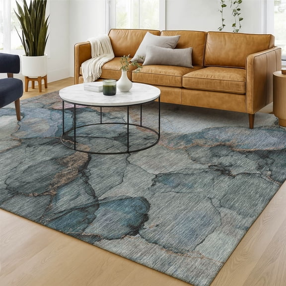 Addison Rugs Chantille Indoor/Outdoor Transitional Abstract Blue Machine Washable Rectangle Rug, 10' x 14'