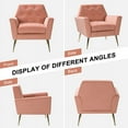 thumbnail image 2 of Upholstered Velvet Armchair Lounge Accent Chair Button Tufted Foam Metal Legs Living Room Bedroom Pink, 2 of 7