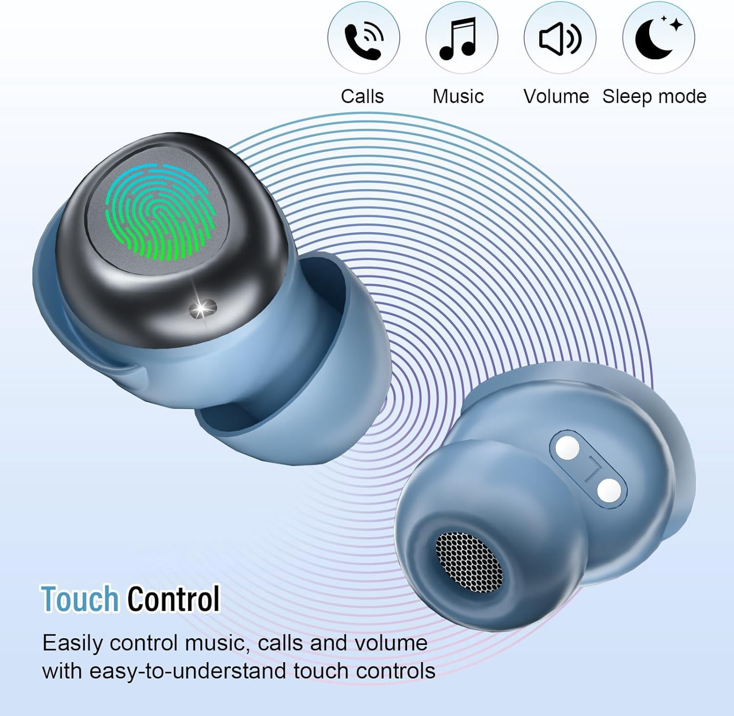 Sleep Earbuds, Noise Cancelling Wireless Ear buds for Side Sleepers, Bluetooth 5.4 in Ear Light-Weight Mini Headphones, 47H Playtime Clear Calls Earphones for Sleeping, Exercising, Working, Hiking