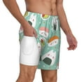 thumbnail image 2 of Kdxio Kawaii Sushi Print Men'S Swim Trunks With Compression Liner 7 Inch Inseam Quick Dry Swim Shorts, 2 of 7