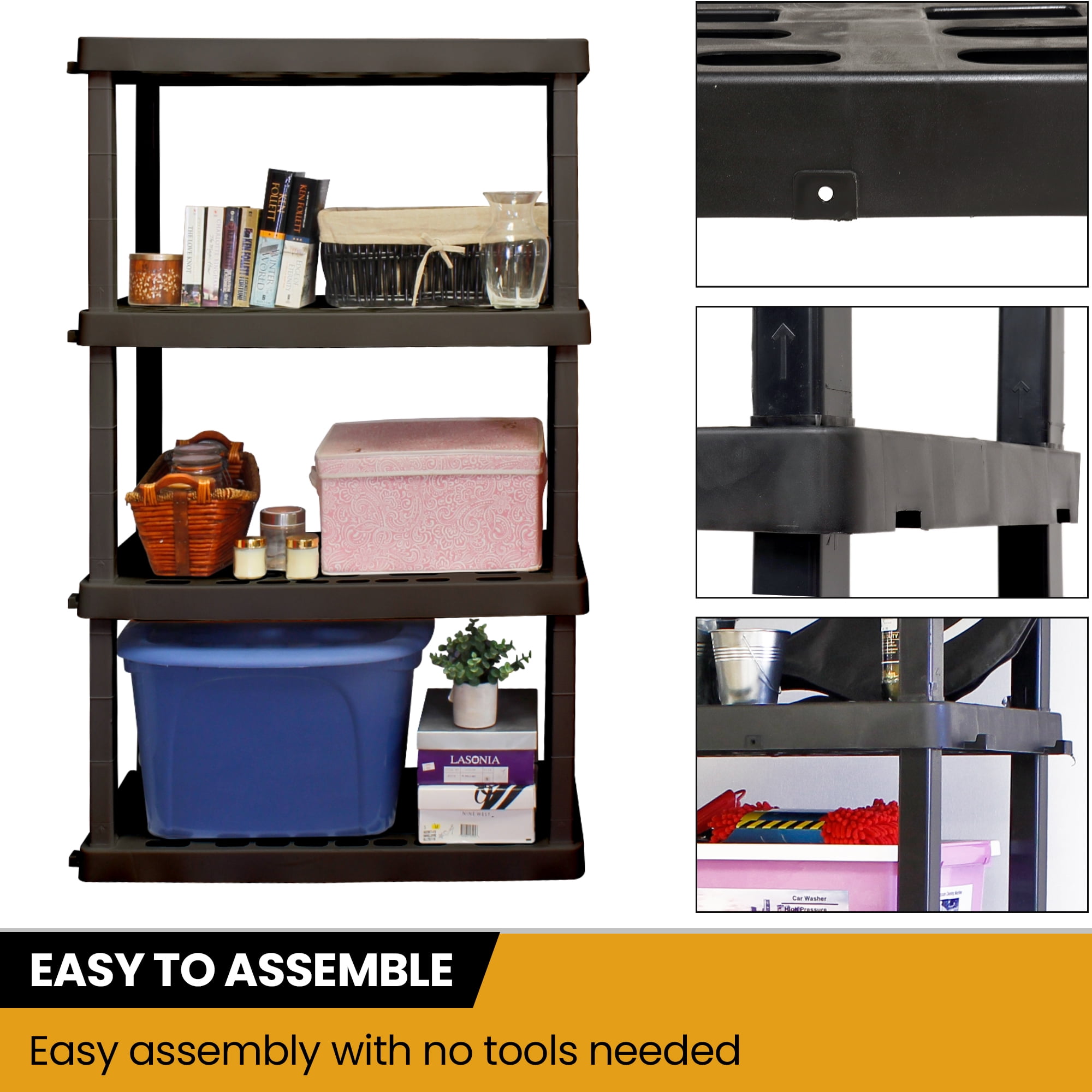 Hyper Tough Garage Shelving Unit Heavy Duty 4-Tier 56"H x 18"D x 36"W 2-Pack Black-600 lb Total Capacity