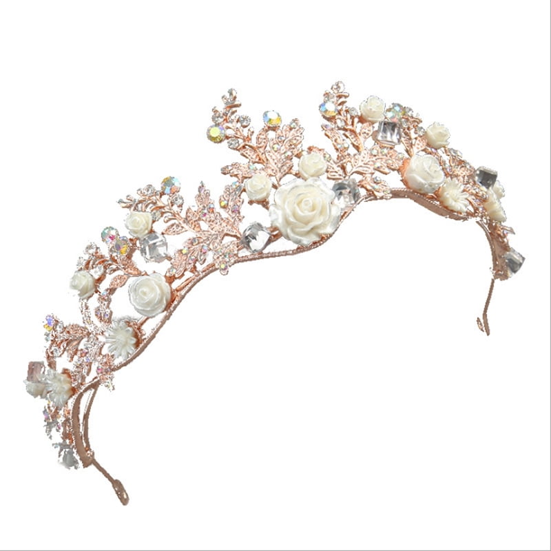 Rhinestones Baroque Bridal Crown Tiara Wedding Bride Hair Headdress Flower`Kings 