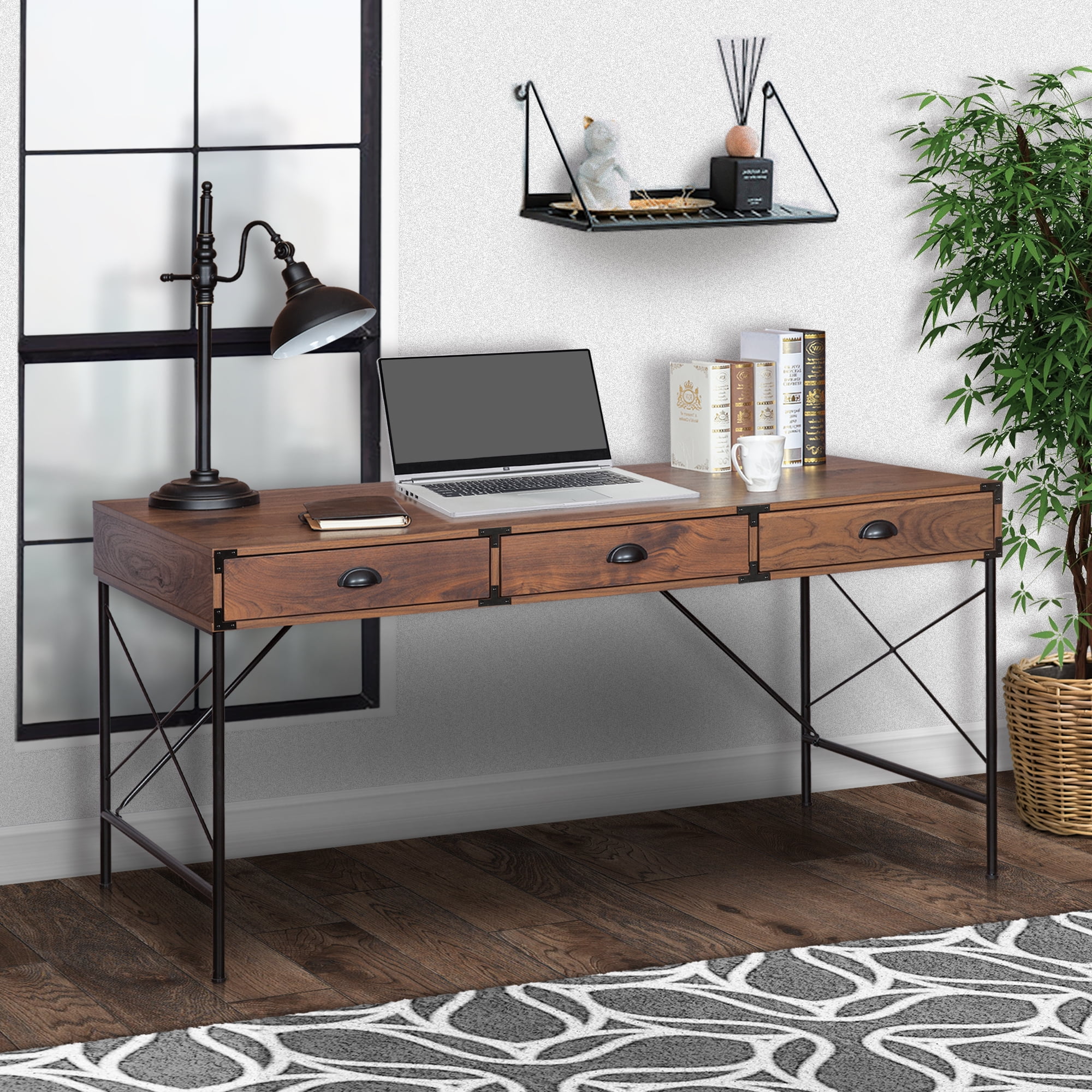 Brunei 59 in. Wide 3 Drawer Writing Desk