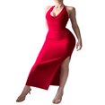 thumbnail image 1 of POINTERTECK Ladies‘ Sleeveless Halter Neck High Split Tie Up Party Dress for Summer, 1 of 3