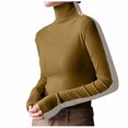 thumbnail image 2 of Charella Women's Turtleneck Knitted Basic Shirt Long Sleeve Slim Fitted Tops Yellow,10, 2 of 8
