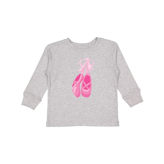 Inktastic Ballet Shoes, Ballet Slippers, Ballet Dance - Pink Girls Long Sleeve Toddler T-Shirt