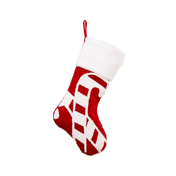Christmas Decorations Christmas Stockings Bulk 15 Inches Christmas Stocking with Candy Cane Design Plush Red and White Holiday Decoration Hanging Ornament for Fireplace Mantel Festive Home Decor