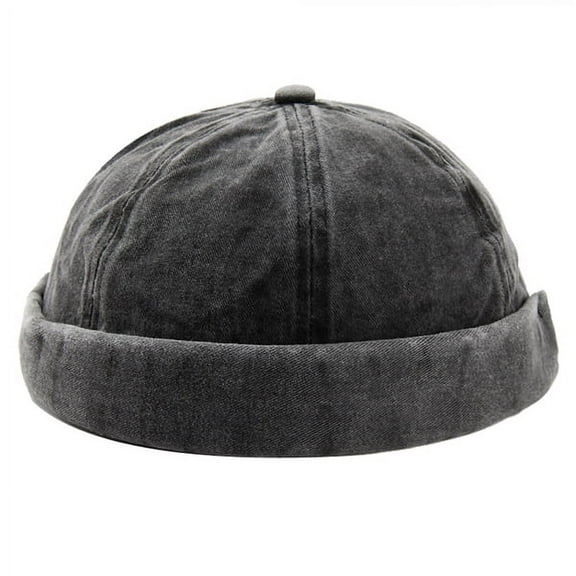 Brimless Hats for Men Womens Skullcap Mens Vintage Docker Beanie Cap Washed Cotton Rolled Cuff Harbour Hat