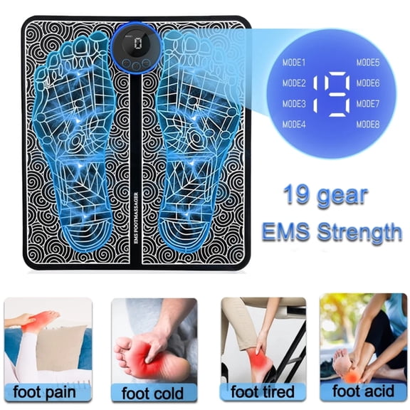 FFORCE Electric Muscle Stimulator Electric Foot Massager Pad Massage Mat Relief Pain Full Body EMS Therapy Mat with Adjustable Bands