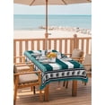 thumbnail image 2 of Outdoor Tablecloths with Umbrella Hole & Zipper, Teal Blue Anchor Tablecloth Rectangle 60x84 Inch, Nautical Summer Beach Coastal Ocean Waterproof Table Cloth, Patio/Pool/Picnic Table Covers, 2 of 8
