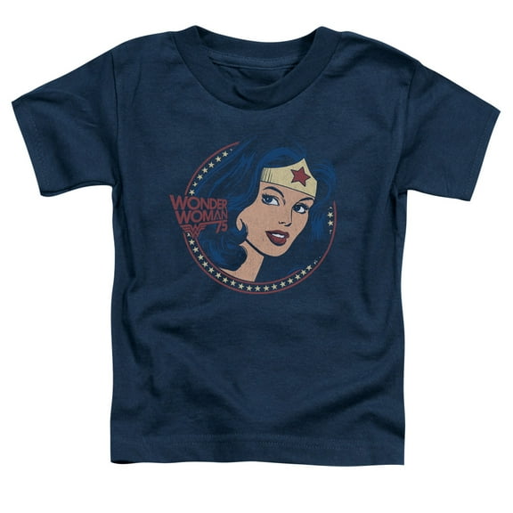 Trevco Sportswear DCO918-TT-2 DC Wonder Woman 75 Starburst Portrait Toddler Short Sleeve T-Shirt, Navy - Medium 3T