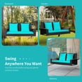 thumbnail image 5 of GVN Porch Swing with Stand,Outdoor Relaxation Swings,2-Person Patio Rattan Porch Swing with Cushions-Turquoise, 5 of 11