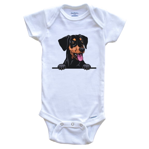 German Pinscher Dog Breed Cute Baby Bodysuit, 0-3 months white