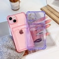 thumbnail image 4 of Compatible for iPhone 14 Case Clear with Card Holder, Cute Phone Cover for Women Girl, Protective Soft TPU Shock-Absorbing Wallet Case for iPhone 14-Clear Pink, 4 of 13
