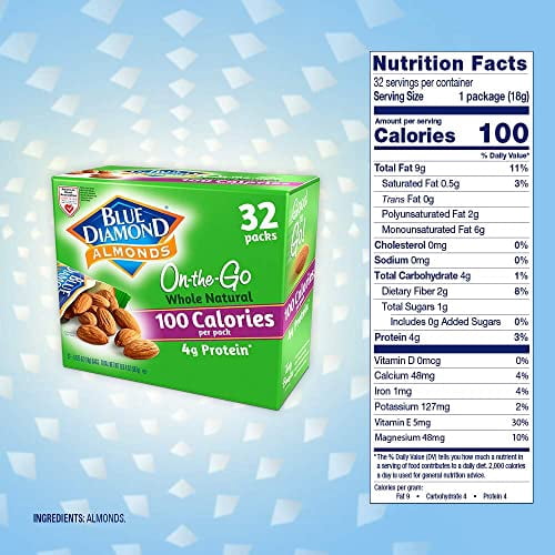 Blue Diamond Almonds, Whole Natural 100 calorie packs (32 count)
