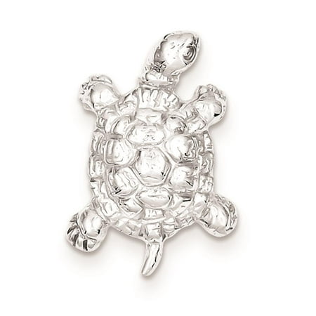 925 Sterling Silver Polished Turtle Solid Open back Charm Pendant