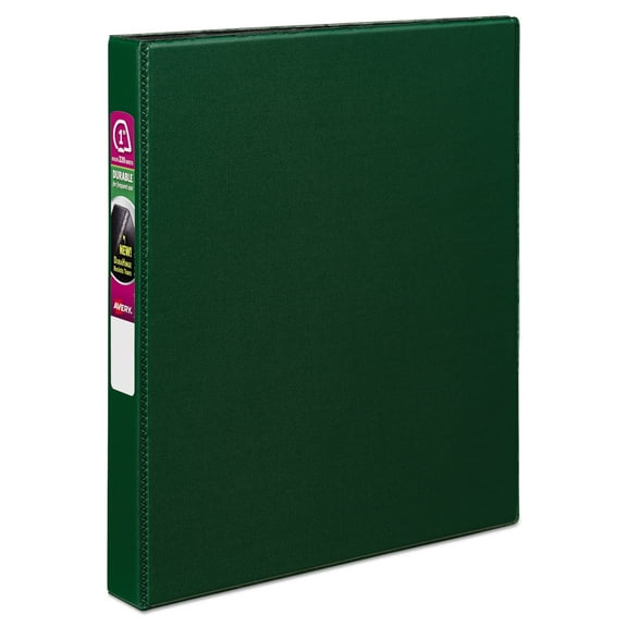 Avery(R) Durable Binder, 1" Slant Rings, 220-Sheet Capacity, DuraHinge(TM), Green, 27253