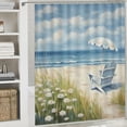 thumbnail image 6 of Creowell Impressionist Painting Beach Scene Pretty Shower Curtain Bathroom Decor 100% Polyester Washable Shower Curtain Chic Modern Style with Hooks 36x72, 6 of 7