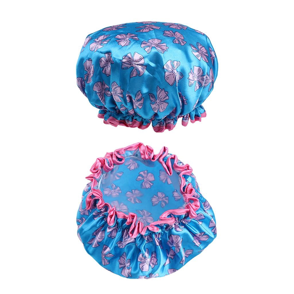 TOOYFUL 5x2 Pieces Waterproof Reusable Shower Cap Bath Hat for Women Lady Dark Blue