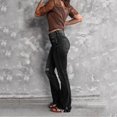 thumbnail image 3 of Aayomet Women Jeans Bootcut Stretch Women's Ripped Straight Leg Jeans High Waist Distressed Cutout Denim Pants,Black XL, 3 of 4