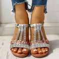 thumbnail image 1 of Bolsa Sandalias antideslizantes para mujer - Zapatos de cuña con plataforma bohemia de verano (plata 38) Ehuebsd Para estrenar, 1 of 9