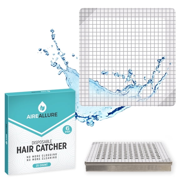 25 Pack, Disposable Shower Drain Hair Catcher Mesh Stickers, 6 inch, Square