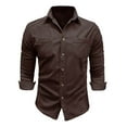 thumbnail image 4 of Men's Corduroy Button Down Shirts Lightweight Long Sleeve Shacket Jackets with Pockets Casual Comfy for Work to Weekend Outdoor, 4 of 7