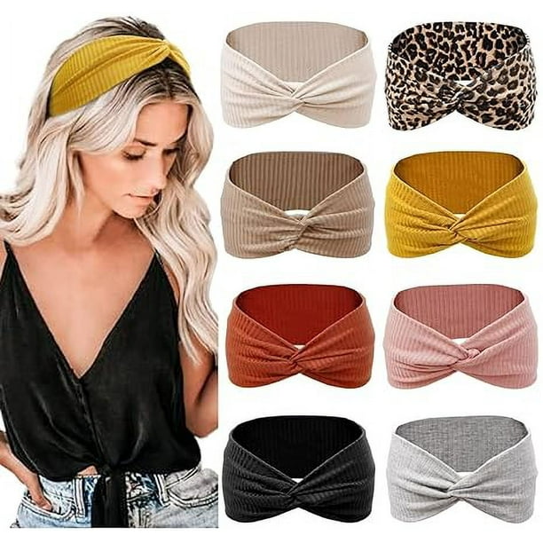 Diademas para mujer Antideslizantes para cabello corto Entrenamiento de yoga Correr Deporte Bandas elásticas para el cabello para mujeres Turbante torcido para el cabello Envoltura para el cabello Am