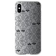 thumbnail image 1 of DistinctInk Clear Shockproof Hybrid Case for iPhone XS Max (6.5" Screen) - TPU Bumper, Acrylic Back, Tempered Glass Screen Protector - Black White Fade Black Floral Pattern, 1 of 5