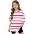 thumbnail image 5 of Maean Girls Short Sleeve Shirts Kids Summer Oversized Striped Tops Casual Crewneck Tshirts 5-15Years, 5 of 6