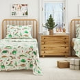 thumbnail image 5 of Great Bay Home Christmas Flannel Sheet Set - 100% Turkish Cotton - Double Brushed - Queen, Christmas Dinosaur, 5 of 6