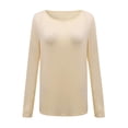 thumbnail image 2 of Dyfzdhu Long Sleeve T-shirt For Women Solid Color Knitted T-shirt Top Round Neck Long Sleeve Bottoming Shirt Casual Top, 2 of 5