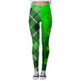 thumbnail image 5 of Arlun St. Patrick's Day Leggings for Women Trendy Checkered and Shamrock Printed Stretch Yoga Pants High Waisted Slim Fitting Sports Fitness Casual Leggings Light Green S, 5 of 5