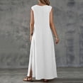 thumbnail image 6 of ClodeEU Women's V Neck Sleeveless Maxi Dress with Side Slit, Casual Solid Color Loose Flowy Dress White,Women's Plus XXL, 6 of 8