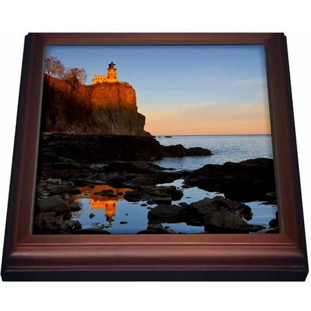 3dRose Split Rock Lighthouse, Two Harbors, Minnesota - US24 CHA0071 - Chuck Haney, Trivet with Ceramic Tile, 8 by 8-inch