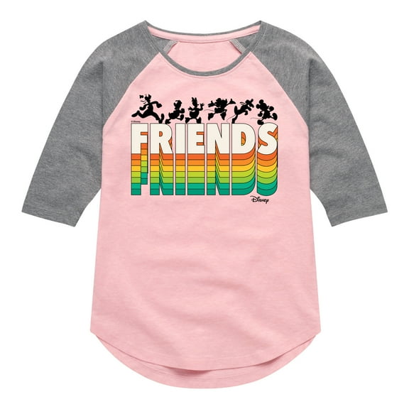 Disney - Mickey & Friends - Rainbow - Toddler And Youth Girls Raglan Graphic T-Shirt