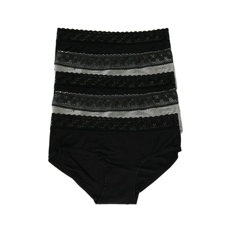 Felina | Aubrie Cheeky Boyleg | Panty | 5-Pack | Low Rise | Lace (Black Grey Heather  Small)