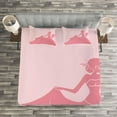 thumbnail image 3 of Ambesonne Pink Quilted Bedspread Set 3 Pcs, Pink Wedding Dress, Queen Size, Salmon and Pale Pink, 3 of 3