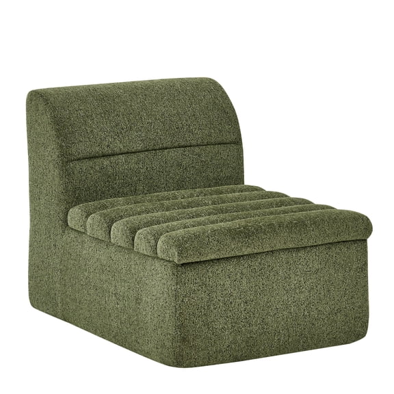Modular Lounge Chair, Armless Single Sofa Chair with Channeled Seat, Modern Accent Chair for Living Room Bedroom (Green)