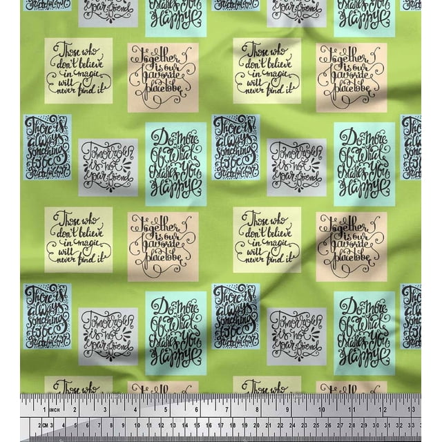 Soimoi Green Modal Satin Fabric Motivational Quotes Text Fabric Prints By Yard 42 Inch Wide