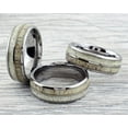 thumbnail image 4 of Tungsten Carbide Rings for Men Wedding Bands for Him 8mm Silver Tungsten Deer Antler & White Meteorite, 4 of 4