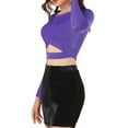 thumbnail image 5 of INSPIRE CHIC Women's Glitter Top Twist Fitted Long Sleeve Cutout Party Cropped Sparkly Tops XL Purple, 5 of 9