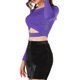 thumbnail image 4 of INSPIRAR CHIC Blusa de Brillo para Mujer con Torcido, Ajustada, de Manga Larga, con Corte para Fiesta, Cortas y Brillantes, L Púrpura, 4 of 8