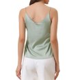 thumbnail image 3 of INSPIRE CHIC Women's Satin Cami Tops V Neck Spaghetti Strap Silk Sleep Lounge Pajamas Blouse XL Pea Green, 3 of 5